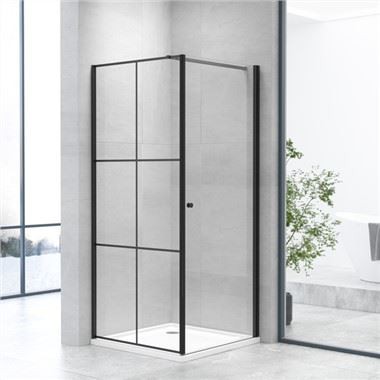 Matt Dub Frameless Pivot Qhov Rooj Square Da Dej Enclosure
